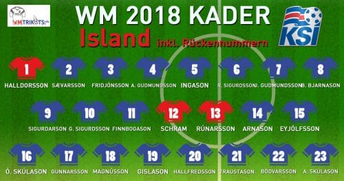 Das ist der WM Kader von Island mit allen Spielernamen und Rückennummern 2018.