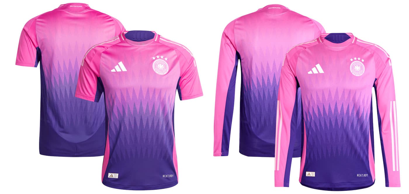 Das neue DFB Trikot 2024 in pink-lila als Ausweichtrikot in Kurzarm und Langarm Version