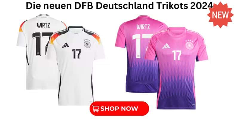 In der deutschen Fußballnationalmannschaft trägt Florian Wirtz die Nummer 17 auf dem neuen weißen DFB Trikot 2024 und dem lila-pink DFB Awaytrikot 2024!