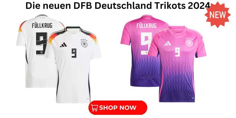 In der deutschen Fußballnationalmannschaft trägt wieder Niclas Füllkrug die Nummer 9 auf dem neuen weißen DFB Trikot 2024 und dem lila-pink DFB Awaytrikot 2024!